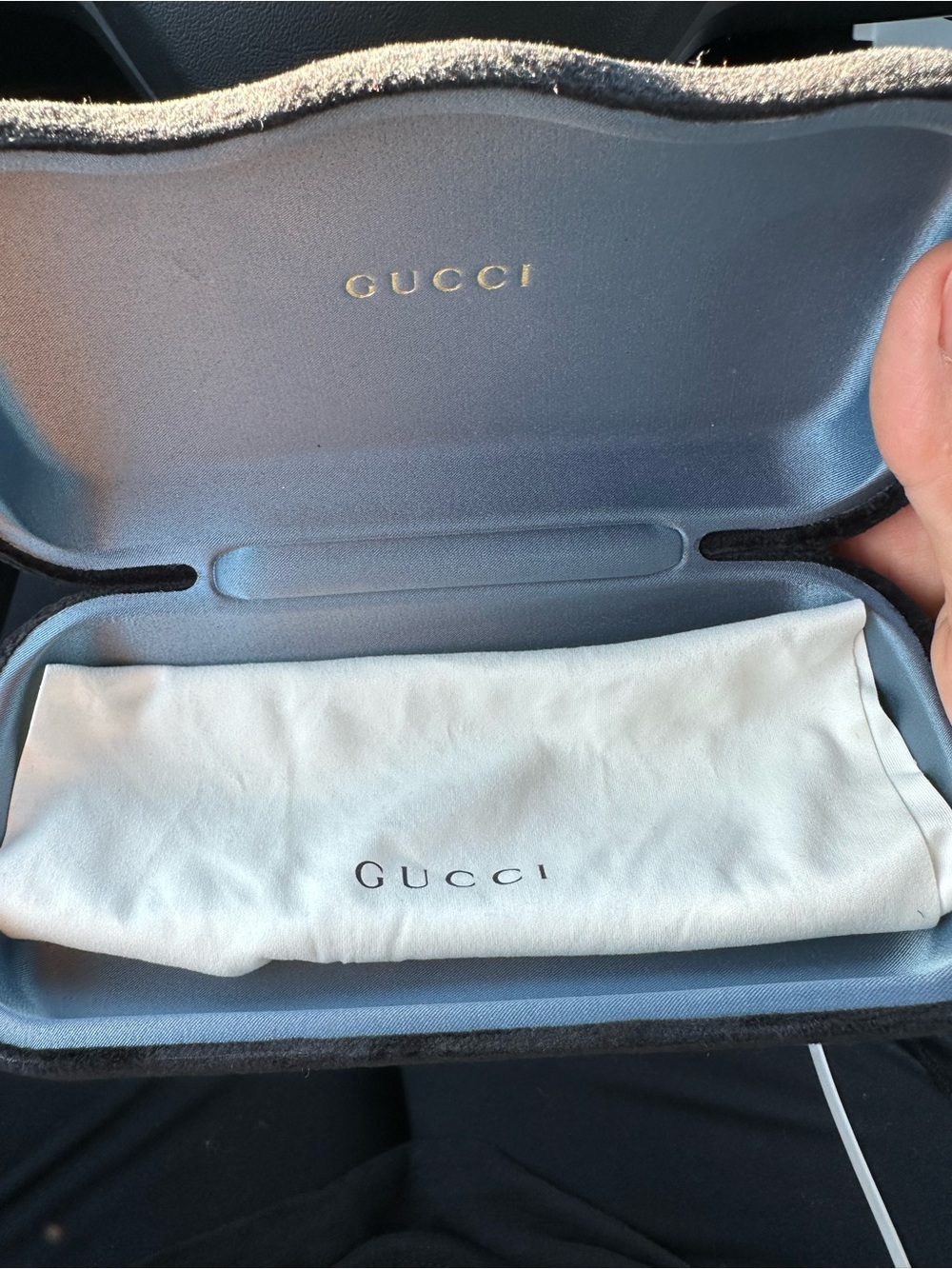 Gucci Eyewear Case only in Blue with Cream Dust Bag